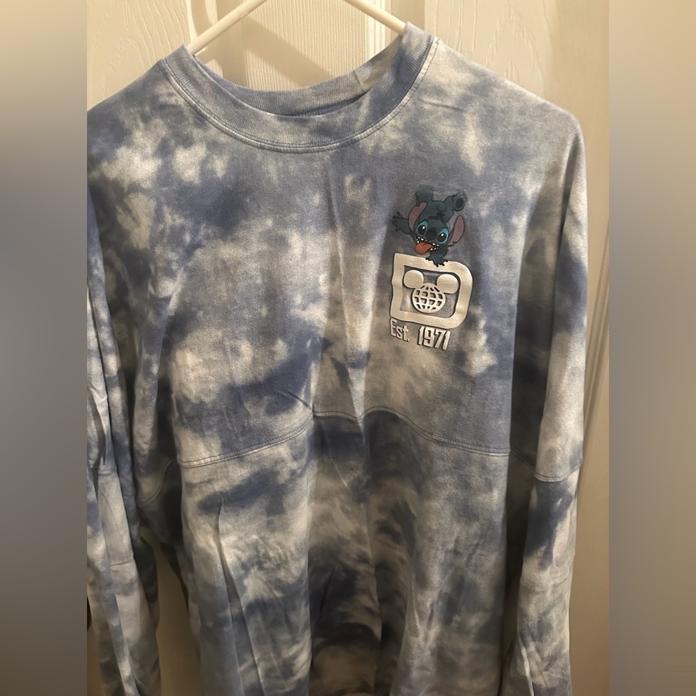 Disney Stitch Blue Tie-Dye Long Sleeve Tee